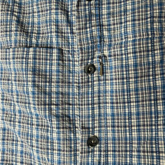 Cabela's Mens Short Sleeve Cool Max Shirt in Blue White Plaid Size Medium - Picture 2 of 6